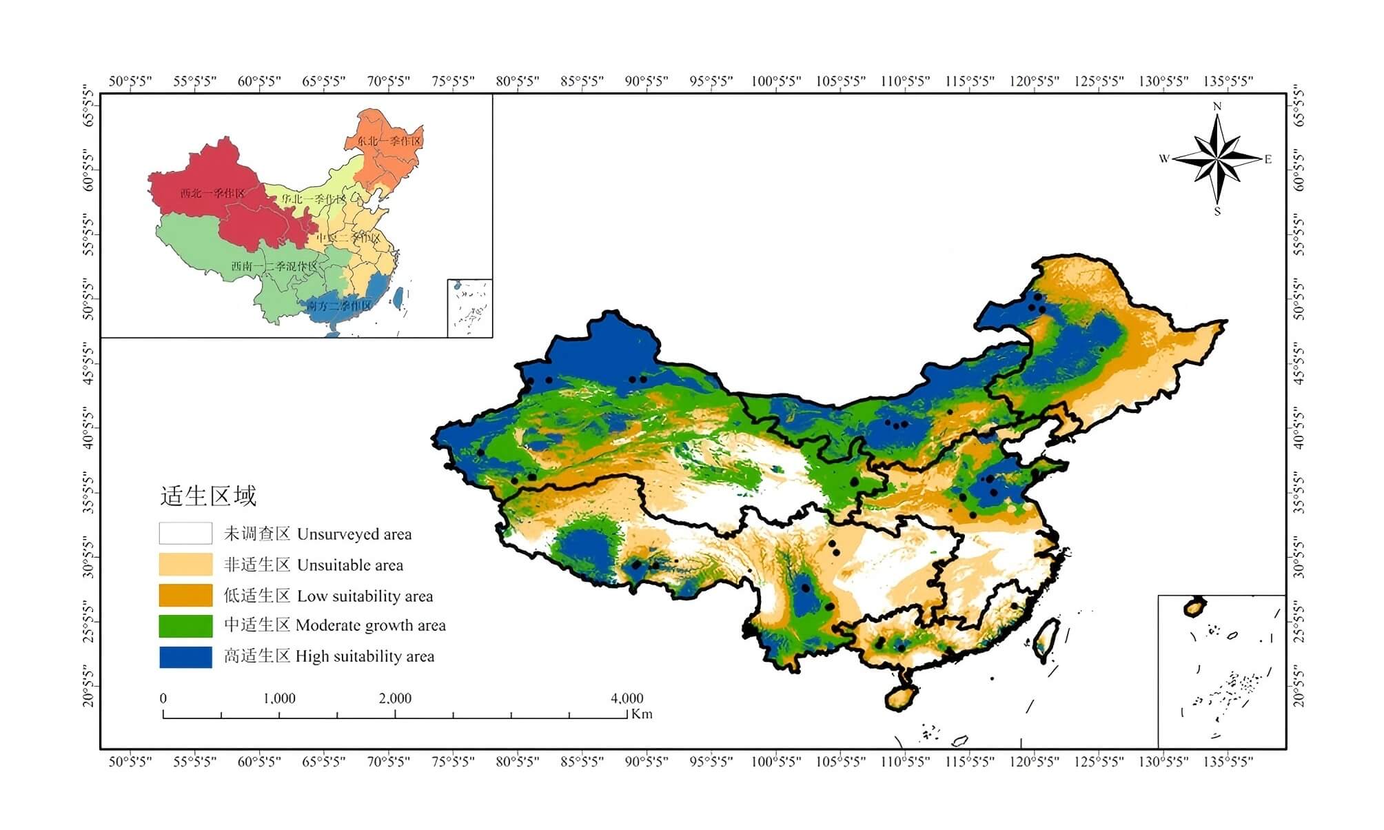 中国马铃薯适生区域图